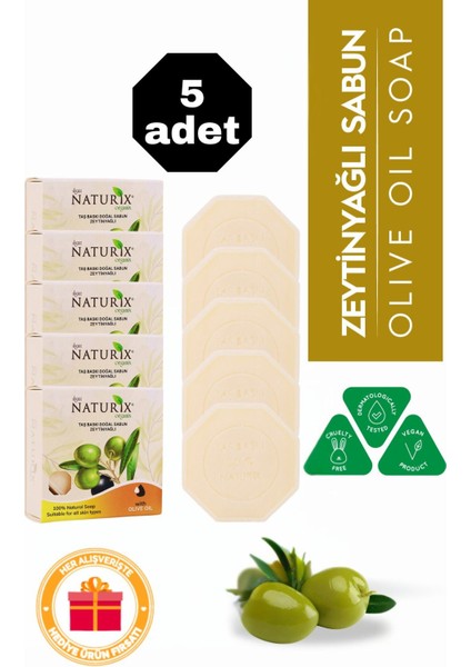 Zeytinyağlı Taş Sabun 5'li Eko Paket Nemlendirici Kuru Cilt Bakımı - 5X125 gr