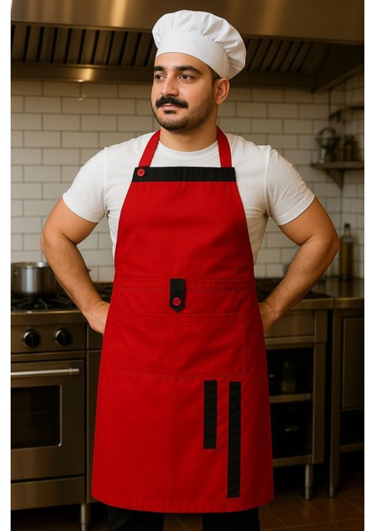 Boydan Askılı Cepli Servis Önlüğü