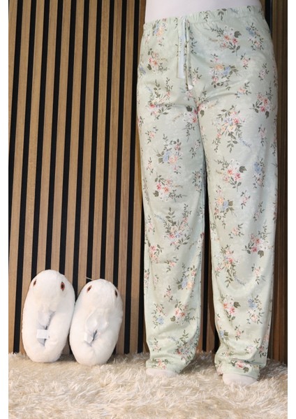 Çiçekli Bel Detaylı Lastikli Pijama Altı