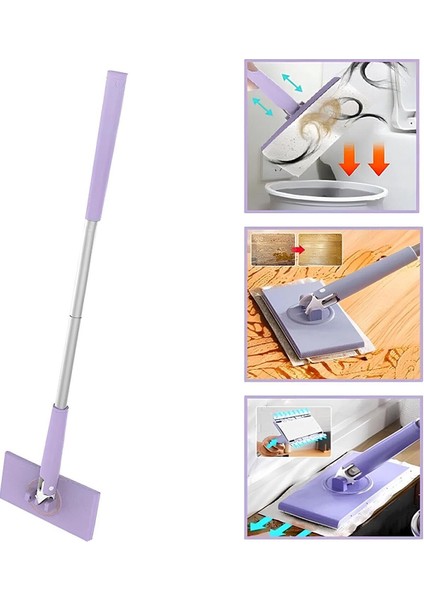 Mor Çok Fonksiyonlu Sihirli Kıskaçlı Zemin Temizleme Mop Set