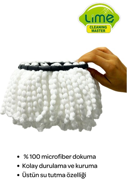 Döner Başlıklı (Vileda Tipi) Yedek Paspas Mop Başlığı - 2 Adet- Orijinal Microfiber -Üreticiden