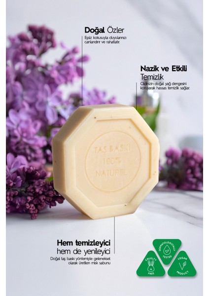 Misk Özlü Taş Sabun 5'li Eko Paket Nemlendirici Kuru Cilt Bakımı - 5X125 gr fiyatları