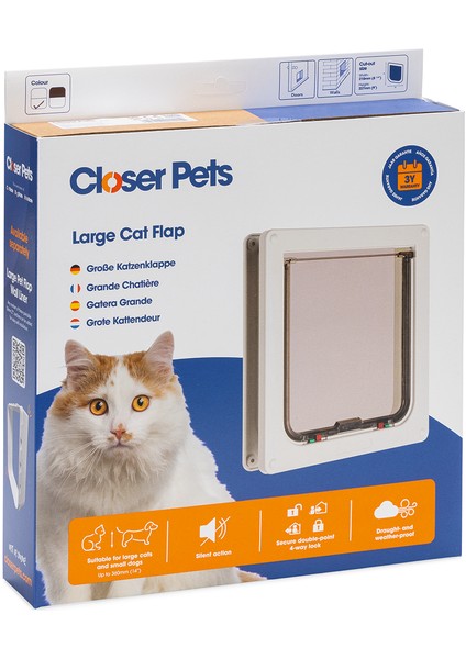 Catmate Kedi Kapısı, Büyük, Çift Yönlü, 4 Fonksiyonlu, Beyaz, 23,5X25,2CM modelleri