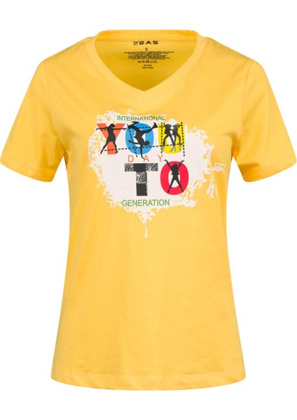 Alone Baskılı V Yaka Kadın T-Shirt 403