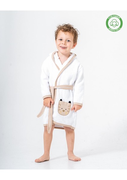 Köpekli Bornoz Beyaz-Bej modelleri