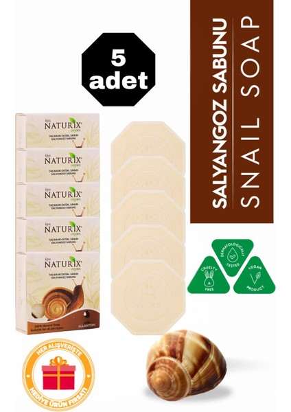 Salyangoz Özlü Taş Sabun 5'li Eko Paket Yenileyici ve Sebum Dengeleyici Cilt Bakımı - 5X125 gr