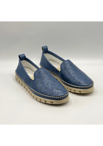 Flex Mavi Hakiki Deri Kadın Loafer fiyatları