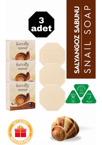 Salyangoz Özlü Taş Sabun 3'lü Eko Paket Yenileyici ve Sebum Dengeleyici Cilt Bakımı - 3X125 gr
