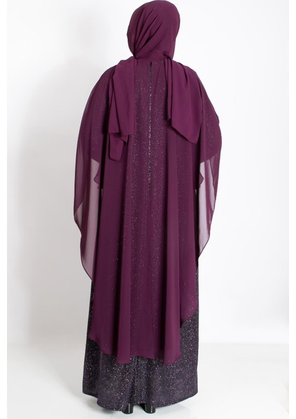 Pelerinli Simli Abiye Mürdüm MDA2216 indirimleri