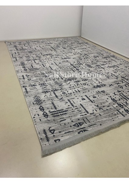 Iskandinav Kabartmalı Saçaklı Gri Kaymaz Taban Yıkanabilir Kesme Yolluk Halı indirimleri