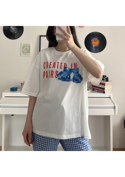 %100 Pamuk Bisiklet Yaka Boxy Fit Unisex Kısa Kollu T-Shirt fırsatları