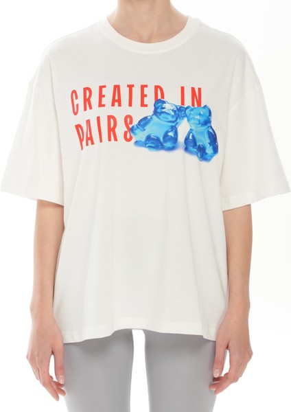 %100 Pamuk Bisiklet Yaka Boxy Fit Unisex Kısa Kollu T-Shirt