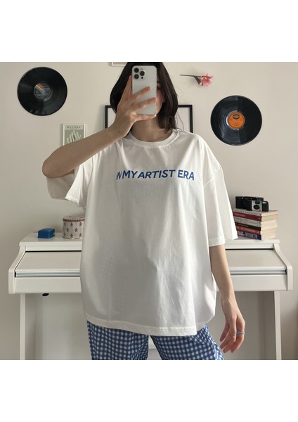 %100 Pamuk Bisiklet Yaka Boxy Fit Unisex Kısa Kollu T-Shirt fırsatları