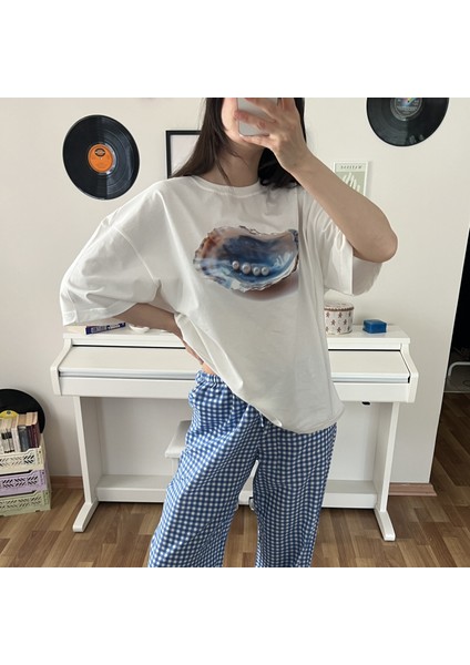 %100 Pamuk Bisiklet Yaka Boxy Fit Unisex Kısa Kollu T-Shirt fiyatları