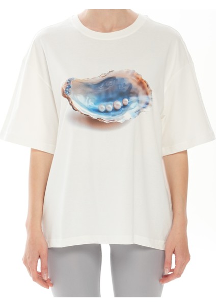 %100 Pamuk Bisiklet Yaka Boxy Fit Unisex Kısa Kollu T-Shirt
