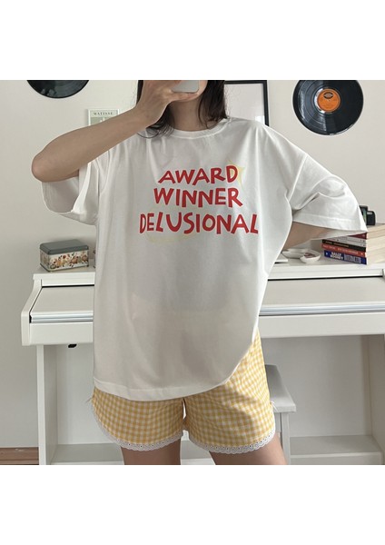 %100 Pamuk Bisiklet Yaka Boxy Fit Unisex Kısa Kollu T-Shirt