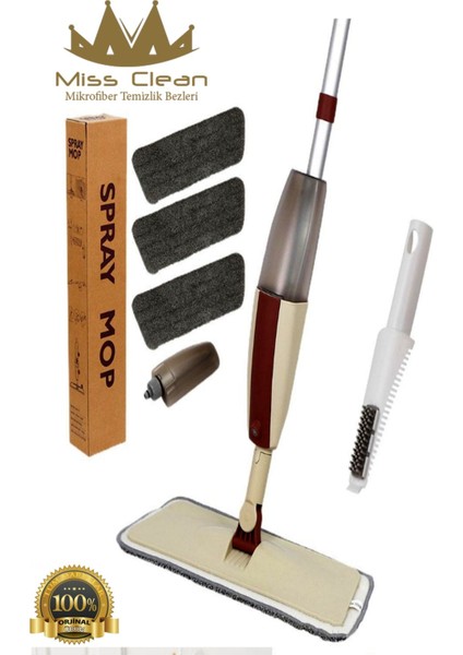 Pratik Dönen Sprey Mop Seti, Yedek Bez Hediyeli, Kolay Temizlik Çeşit: Set