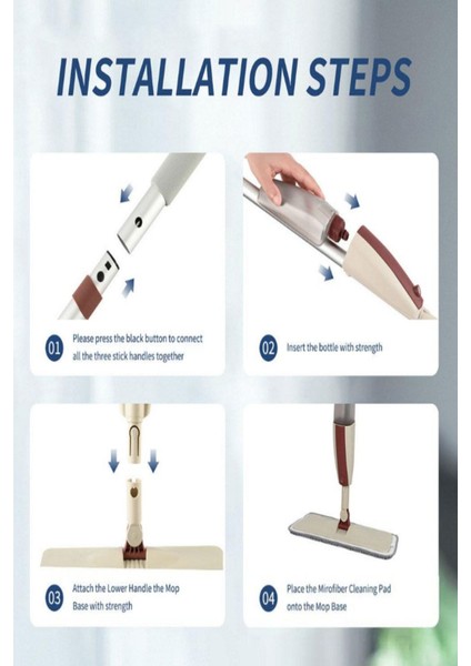 Pratik Dönen Sprey Mop Seti, Yedek Bez Hediyeli, Kolay Temizlik Çeşit: Set fırsatları