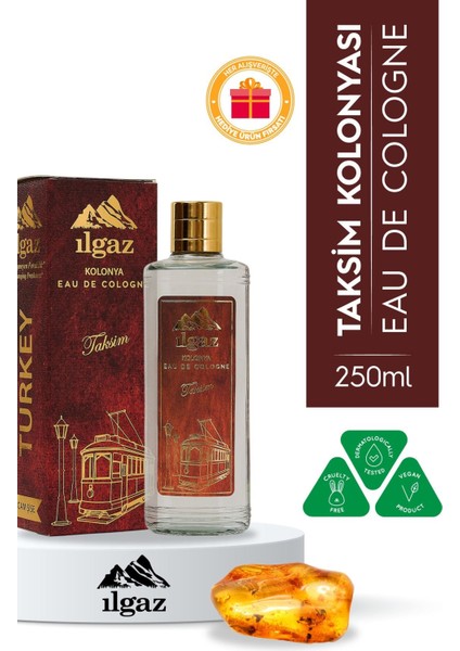 Taksim Kolonyası | Eau De Cologne Cam Şişe 250 ml | Türkiye Serisi Eski Ahşap ve Kehribar Kokusu