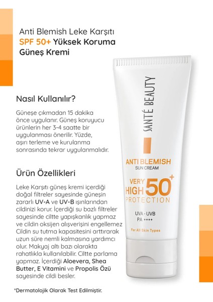 Anti Blemish Spf 50 Yüksek Korumalı Leke Karşıtı Yüz Vücut Su Bazlı Güneş Kremi 75 ml modelleri