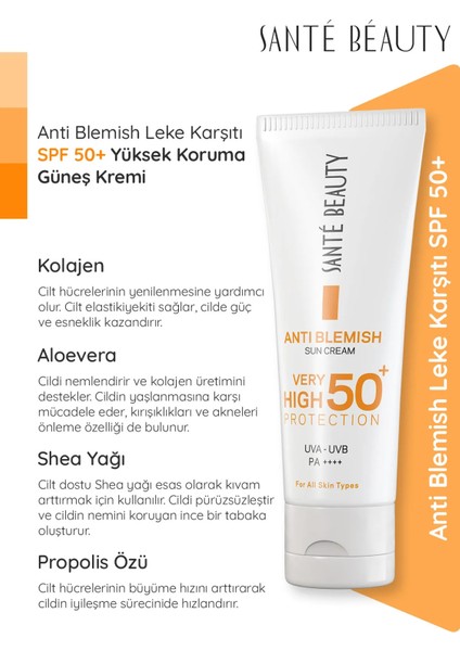 Anti Blemish Spf 50 Yüksek Korumalı Leke Karşıtı Yüz Vücut Su Bazlı Güneş Kremi 75 ml fırsatları