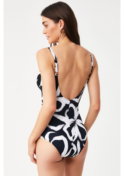 Panah Desenli Dolgulu(Push-Uplı) Korseli Mayo Siyah modelleri