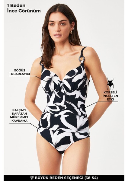 Panah Desenli Dolgulu(Push-Uplı) Korseli Mayo Siyah indirimleri