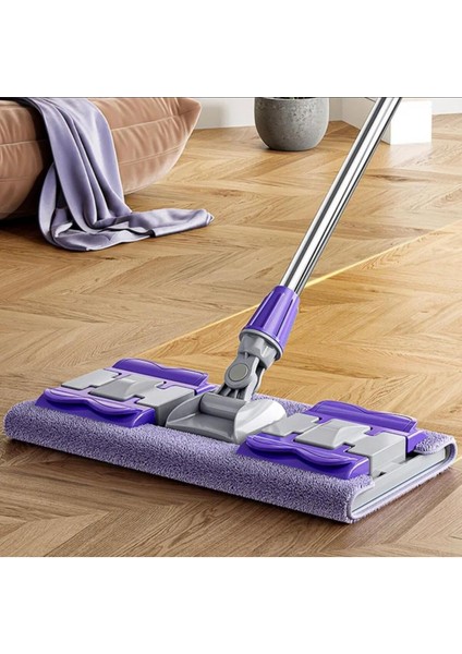 Mor mikrofiber kıskaçlı cam ve yüzey temizleme mop seti, kullanışlı ve pratik temizlik çözümü