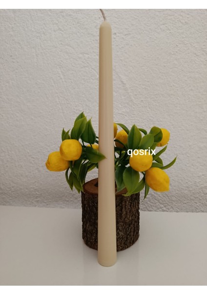 4'lü Krem Şamdan Soya Mumu Soya Doğal Pudra Kokulu Uzun Çubuk Konik Mum Dekoratif indirimleri