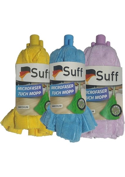 3 Adet Mikrofiber Medium Orta Boy Havlu Mop ,Yedek Mop