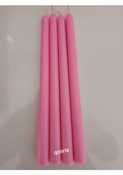 4'lü Pudra Pembe Şamdan Soya Mumu Soya Doğal Pudra Kokulu Uzun Çubuk Konik Mum Dekoratif fiyatları