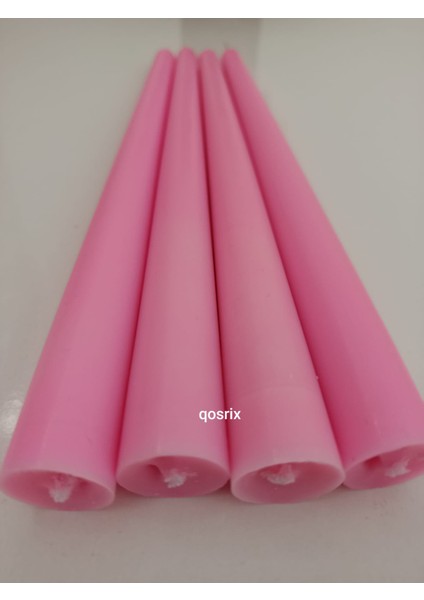 4'lü Pudra Pembe Şamdan Soya Mumu Soya Doğal Pudra Kokulu Uzun Çubuk Konik Mum Dekoratif modelleri