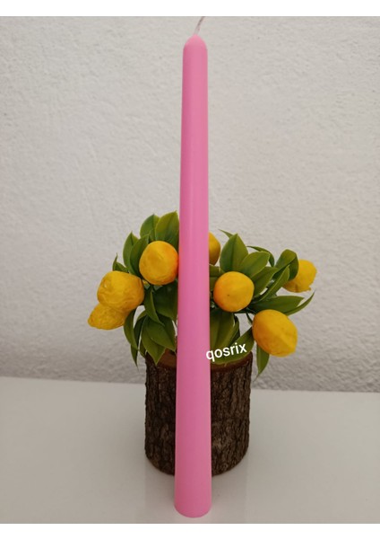 4'lü Pudra Pembe Şamdan Soya Mumu Soya Doğal Pudra Kokulu Uzun Çubuk Konik Mum Dekoratif indirimleri
