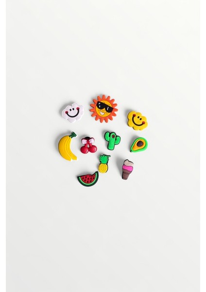 Jibbitz Terlik Süsü 10 Lu Set-Güneş,bulut,meyveler,kaktüs,dondurma