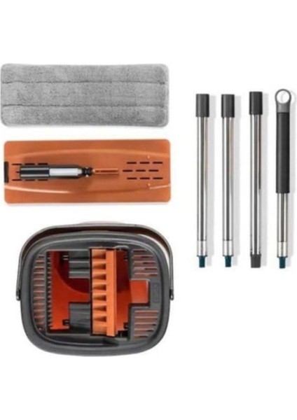 İzmir Luna Bakır Renk Flat Mop – Mikrofiber Tablet Mop 360° Dönebilen Saplı Temizlik Seti 6 lt