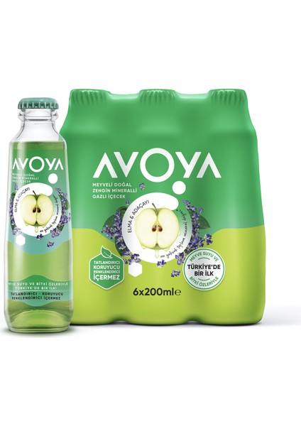 Elma Adaçayı Aromalı Avoya Maden Suyu 6lı