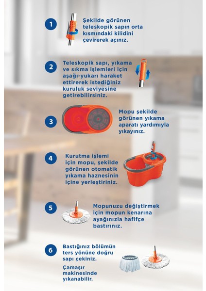 Hızlı ve pratik otomatik temizlik seti, turuncu renk, Türkiye üretimi modelleri