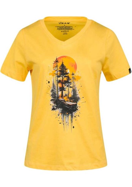 Alone Baskılı V Yaka Kadın T-Shirt 413