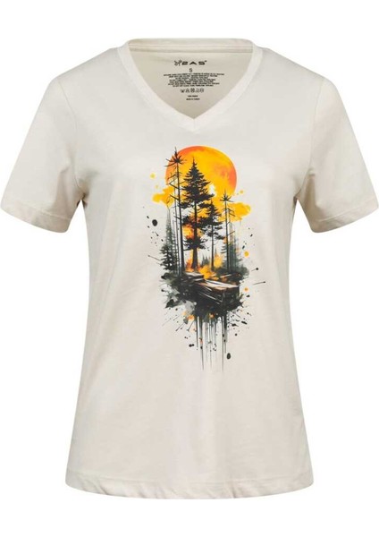 Alone Baskılı V Yaka Kadın T-Shirt 413