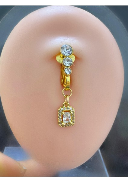Deliksiz Kullanıma Uygun Fake Klipsli Göbek Piercingi