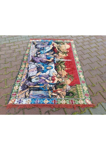 Şahmerdanoğlu 116X167 cm “haremde Keyif Yapan Dilberler” – Kadife Duvar Halısı, Kahveci Güzeli M47