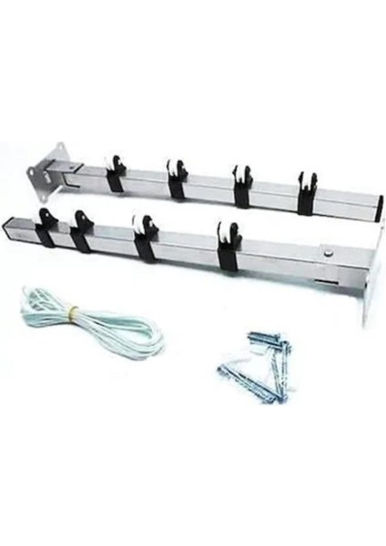 Paslanmaz Çelik Katlanır Duvara Monteli Çamaşır Askısı ve Çelik Ayna Hediye Seti