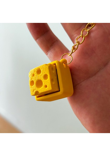 Flexi Lab Basmalı Oyuncak Anahtarlık Peynir Figürlü 3D Baskı Sarı Renk Pla Malzeme Unisex Taşınabilir