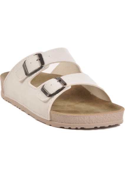 Beyaz Gri Hafif Çift Bantlı Anatomik Kadın Terlik 20-972 Z modelleri