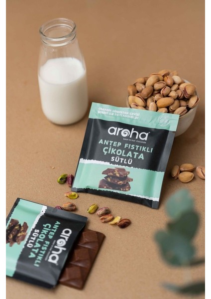 Antep Fıstıklı Sütlü Çikolata Organik Hindistan Cevizi Şekerli 5'li Paket (40 g x 5 Adet) modelleri