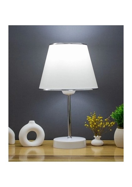 Beyaz Krom Safir Modern Abajur