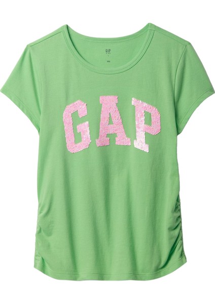 V-Logo Sıde Ruched Tee Mor Kız Çocuk Kısa Kol T-Shirt