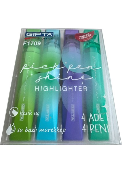 Pick Pen Shine Fosforlu Kalem Seti Parlak Renkler