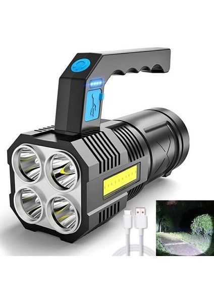 4 Başlıklı Çok Fonksiyonlu Şarjlı El Feneri HS29