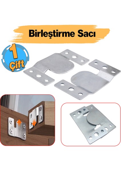 Metal (1 Çift Takım) Baza Başlık Mobilya Karyola Köşe Koltuk Birleştirme Sacı Saç Bağlama Braketi